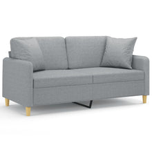 2-Sitzer-Sofa mit Zierkissen Hellgrau 140 cm Stoff