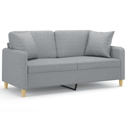 2-Sitzer-Sofa mit Zierkissen Hellgrau 140 cm Stoff
