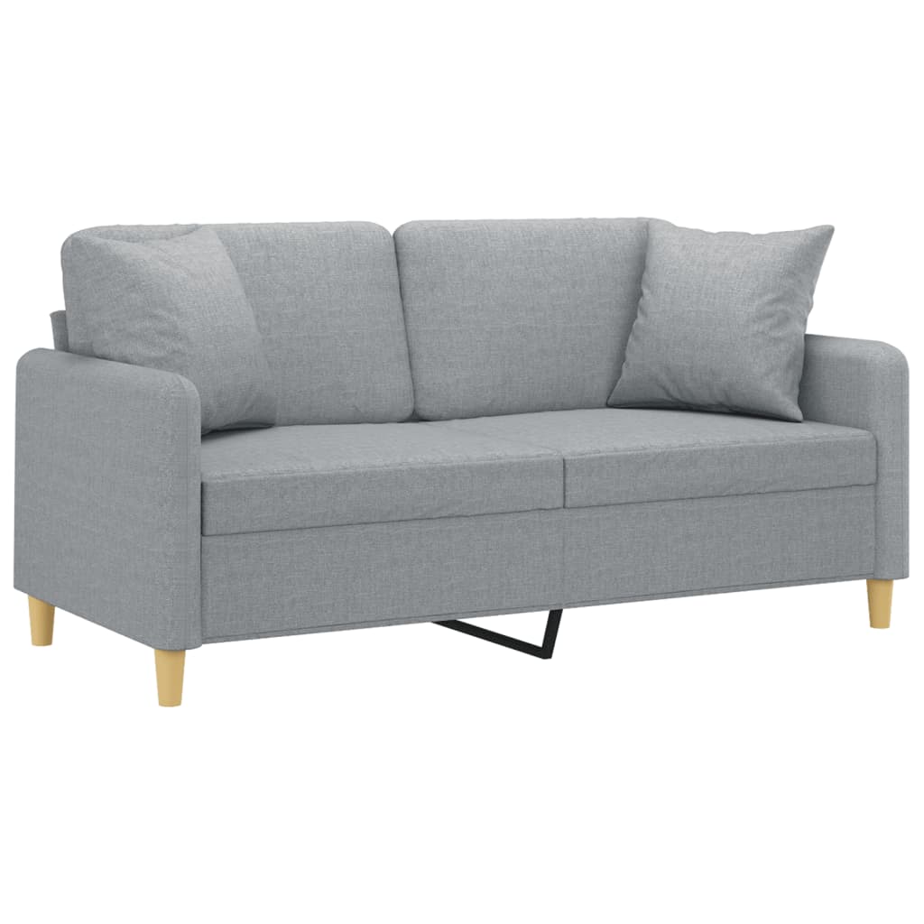 2-Sitzer-Sofa mit Zierkissen Hellgrau 140 cm Stoff