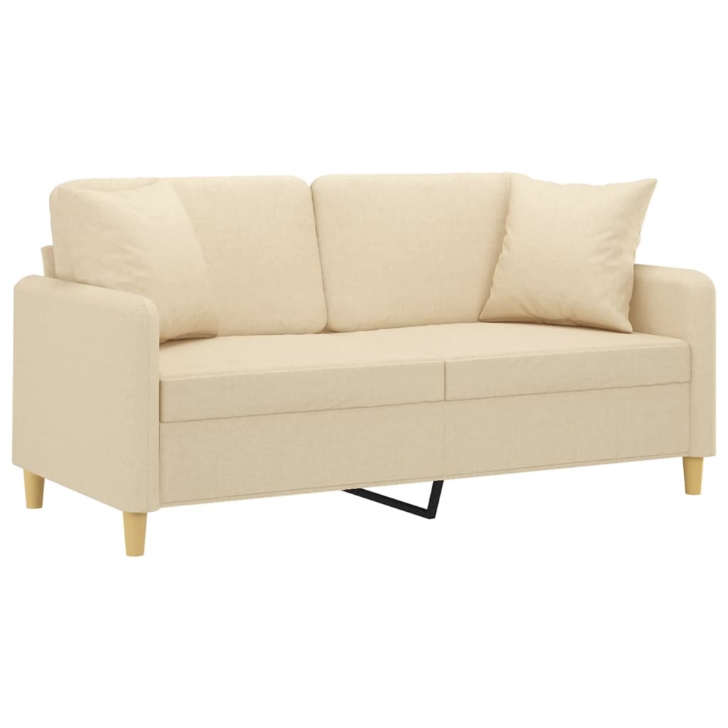 2-Sitzer-Sofa mit Zierkissen Creme 140 cm Stoff
