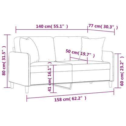 2-Sitzer-Sofa mit Zierkissen Creme 140 cm Stoff