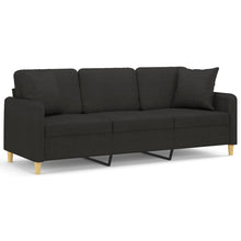 3-Sitzer-Sofa mit Zierkissen Schwarz 180 cm Stoff