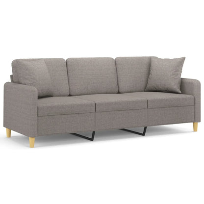 3-Sitzer-Sofa mit Zierkissen Taupe 180 cm Stoff