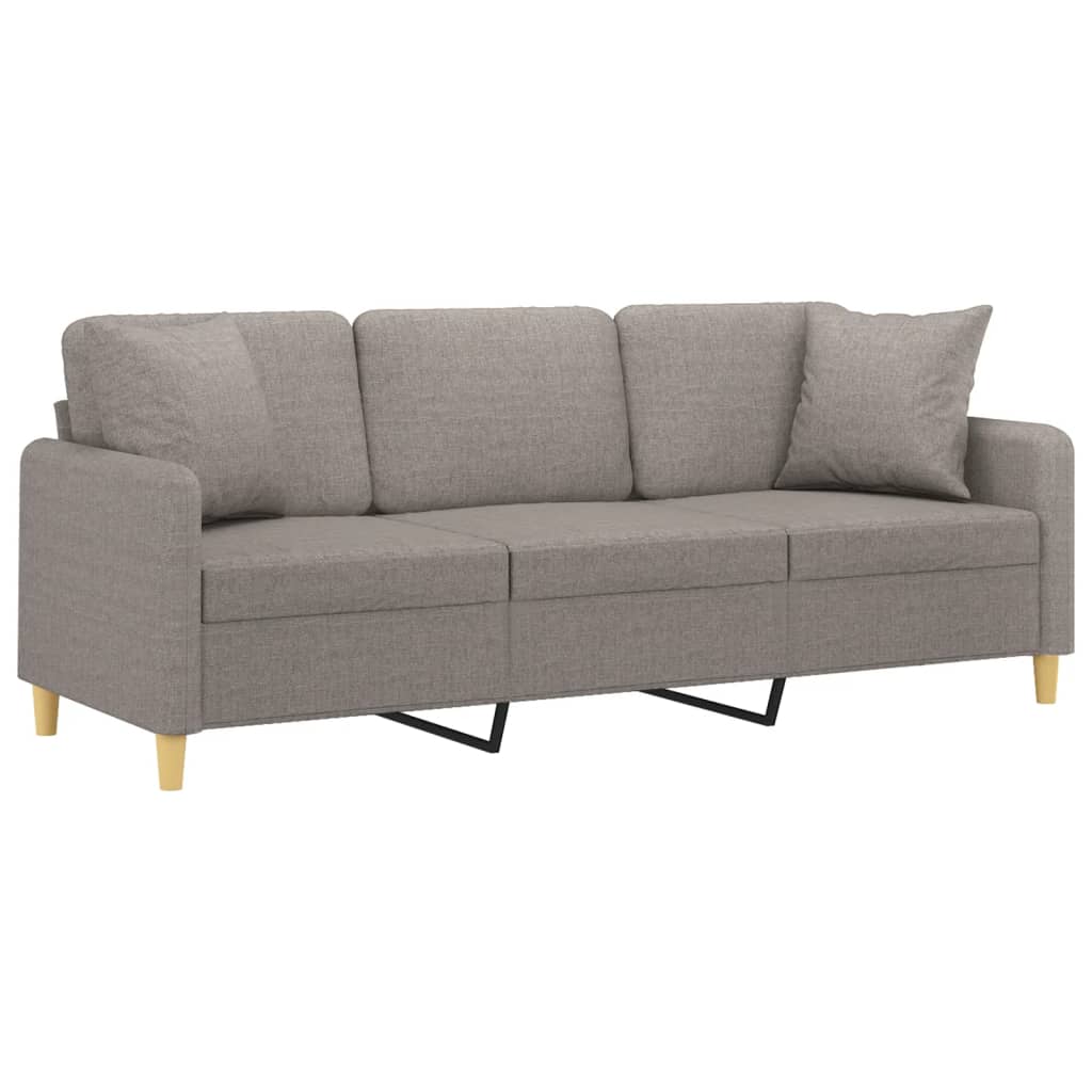 3-Sitzer-Sofa mit Zierkissen Taupe 180 cm Stoff