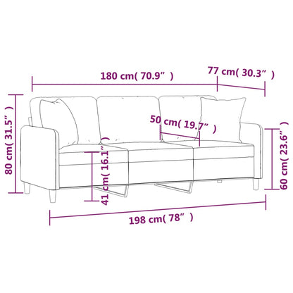 3-Sitzer-Sofa mit Zierkissen Taupe 180 cm Stoff