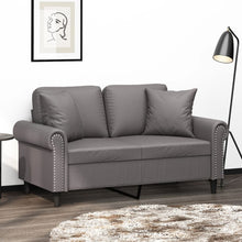 2-Sitzer-Sofa mit Zierkissen Grau 120 cm Kunstleder