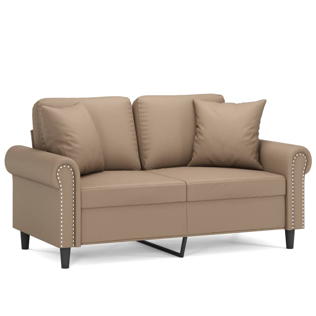 2-Sitzer-Sofa mit Zierkissen Cappuccino-Braun 120 cm Kunstleder