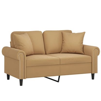 2-Sitzer-Sofa mit Zierkissen Braun 120 cm Samt