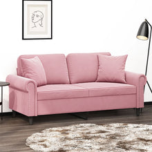 2-Sitzer-Sofa mit Zierkissen Rosa 140 cm Samt