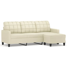 3-Sitzer-Sofa mit Hocker Creme 180 cm Kunstleder