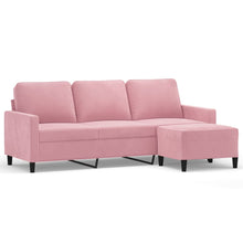 3-Sitzer-Sofa mit Hocker Rosa 180 cm Samt