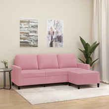 3-Sitzer-Sofa mit Hocker Rosa 180 cm Samt