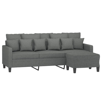 3-Sitzer-Sofa mit Hocker Dunkelgrau 180 cm Stoff