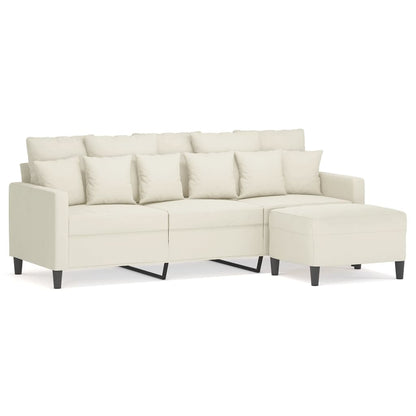 3-Sitzer-Sofa mit Hocker Creme 180 cm Samt
