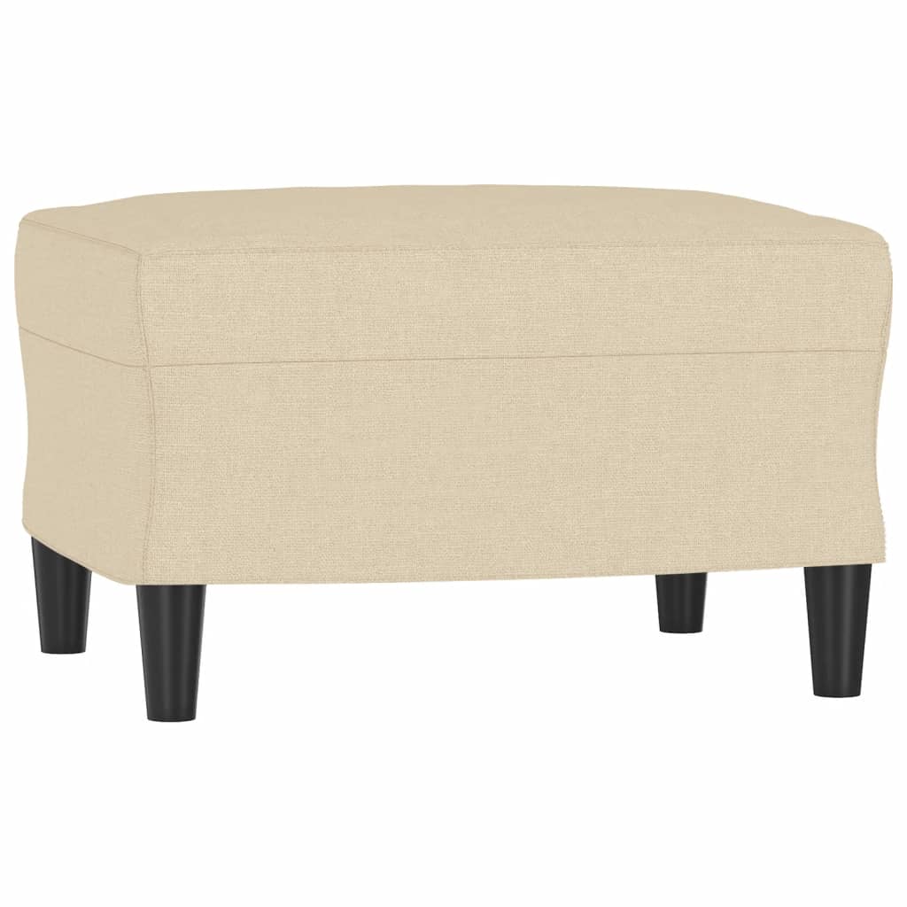 3-Sitzer-Sofa mit Hocker Creme 180 cm Stoff