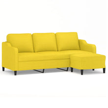 3-Sitzer-Sofa mit Hocker Hellgelb 180 cm Stoff