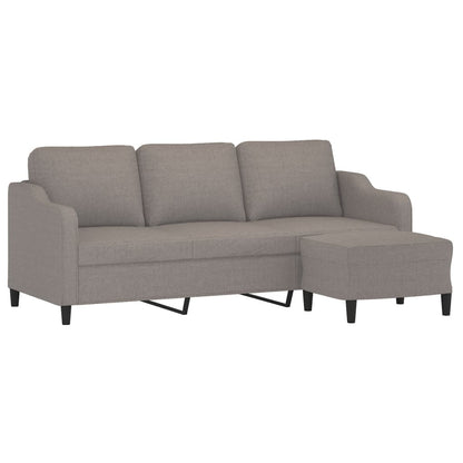 3-Sitzer-Sofa mit Hocker Taupe 180 cm Stoff