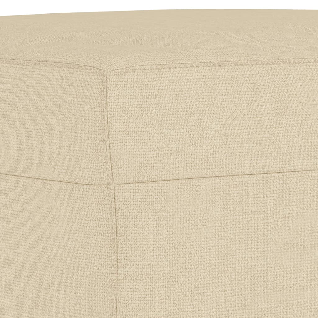 3-Sitzer-Sofa mit Hocker Creme 180 cm Stoff
