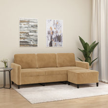 3-Sitzer-Sofa mit Hocker Braun 180 cm Samt