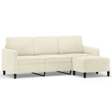 3-Sitzer-Sofa mit Hocker Creme 180 cm Samt