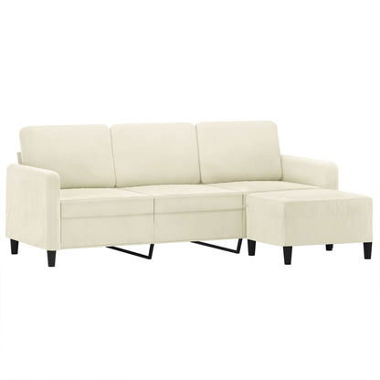 3-Sitzer-Sofa mit Hocker Creme 180 cm Samt