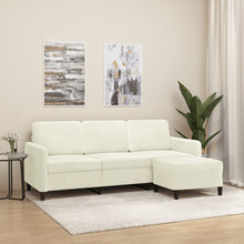 3-Sitzer-Sofa mit Hocker Creme 180 cm Samt