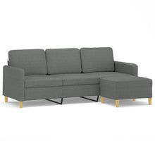 3-Sitzer-Sofa mit Hocker Dunkelgrau 180 cm Stoff