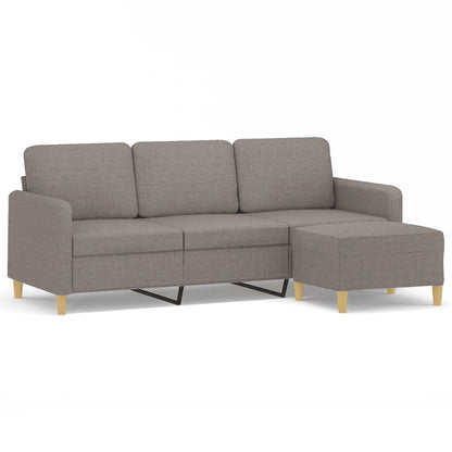 3-Sitzer-Sofa mit Hocker Taupe 180 cm Stoff