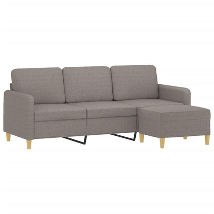 3-Sitzer-Sofa mit Hocker Taupe 180 cm Stoff
