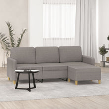 3-Sitzer-Sofa mit Hocker Taupe 180 cm Stoff