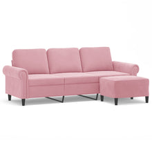 3-Sitzer-Sofa mit Hocker Rosa 180 cm Samt