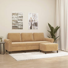 3-Sitzer-Sofa mit Hocker Braun 180 cm Samt