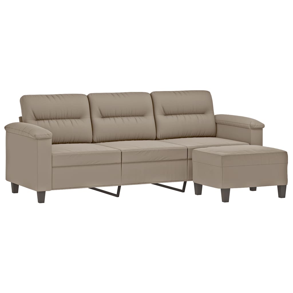 3-Sitzer-Sofa mit Hocker Taupe 180 cm Mikrofasergewebe