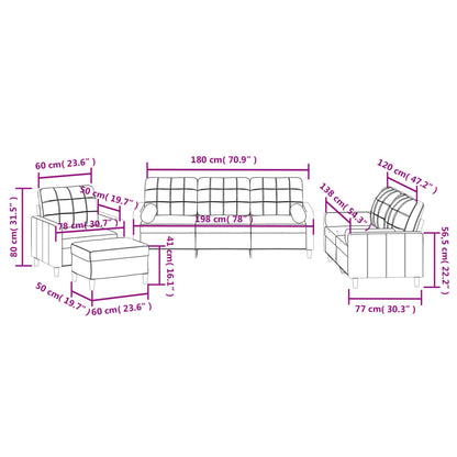 4-tlg. Sofagarnitur mit Kissen Dunkelgrau Stoff
