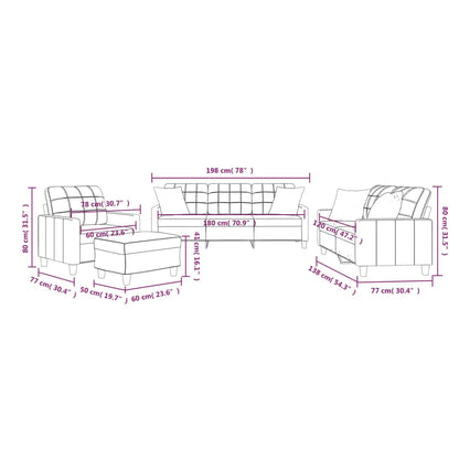 4-tlg. Sofagarnitur mit Kissen Cappuccino-Braun Kunstleder