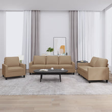 3-tlg. Sofagarnitur mit Kissen Cappuccino-Braun Kunstleder