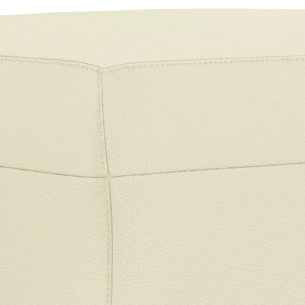 3-tlg. Sofagarnitur mit Kissen Creme Kunstleder