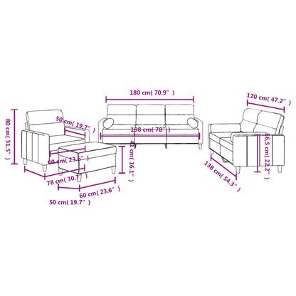 4-tlg. Sofagarnitur mit Kissen Weinrot Stoff