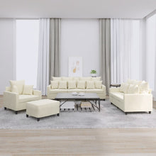 4-tlg. Sofagarnitur mit Kissen Creme Samt