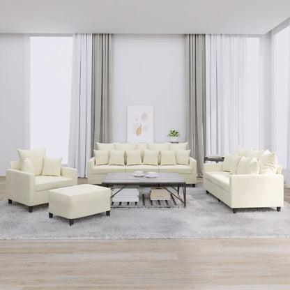 4-tlg. Sofagarnitur mit Kissen Creme Samt
