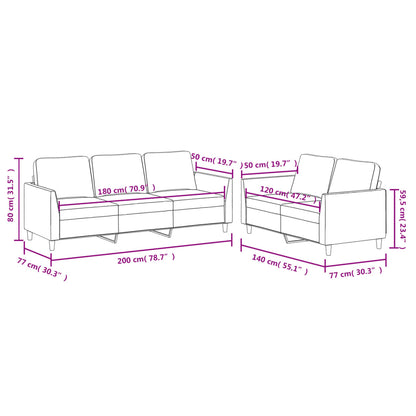 2-tlg. Sofagarnitur mit Kissen Schwarz Kunstleder