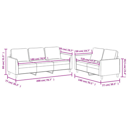 2-tlg. Sofagarnitur mit Kissen Cappuccino-Braun Kunstleder
