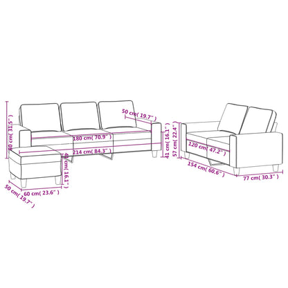 3-tlg. Sofagarnitur Creme Stoff