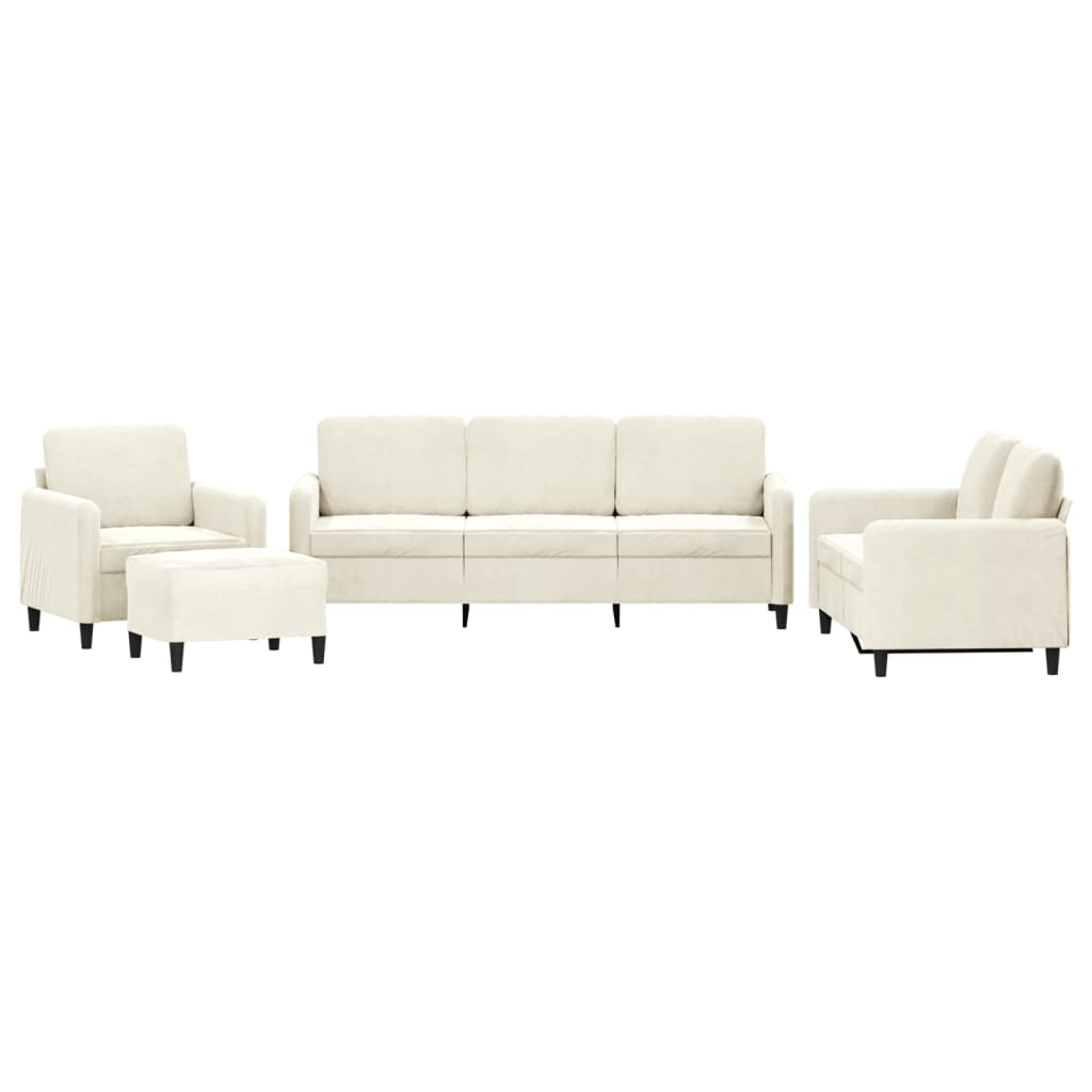 4-tlg. Sofagarnitur Creme Samt