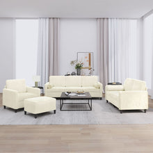 4-tlg. Sofagarnitur mit Kissen Creme Samt