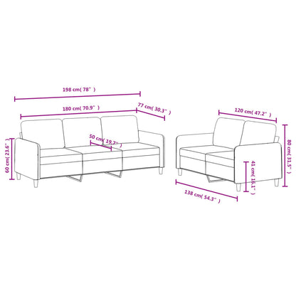 2-tlg. Sofagarnitur Rosa Samt
