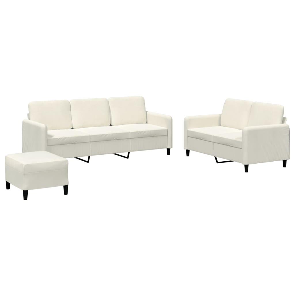 3-tlg. Sofagarnitur Creme Samt