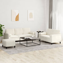 3-tlg. Sofagarnitur mit Kissen Creme Samt