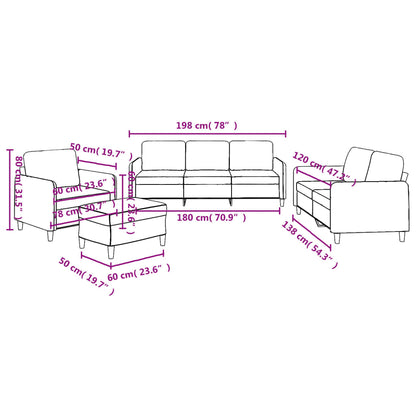 4-tlg. Sofagarnitur mit Kissen Weinrot Stoff