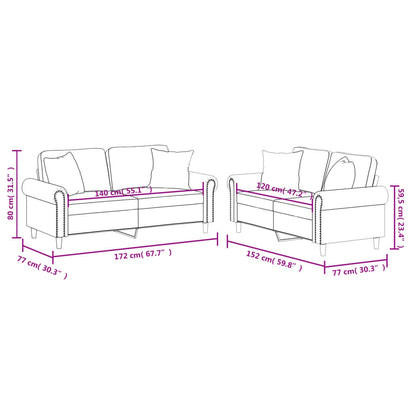 2-tlg. Sofagarnitur mit Kissen Grau Kunstleder